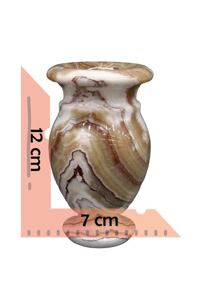taru pasaj Oniks Doğal Taş Küp Vazo – 12 cm Dekoratif El Yapımı Ürün - Resim 3