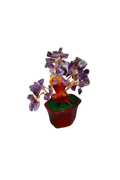 taru pasaj Ametist Doğal Taşlı Bonsai Hayat Ağacı - Dekoratif ve Şifalı Enerji Ağacı - Resim 3