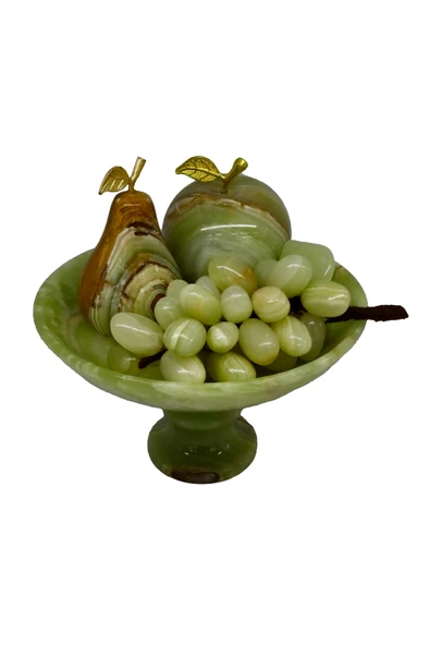 taru pasaj Feng Shui Dekorasyon: Oniks Doğal Taş Kase ve Meyve Sunumu - Bereket ve Bolluk Sembolü ürün görseli