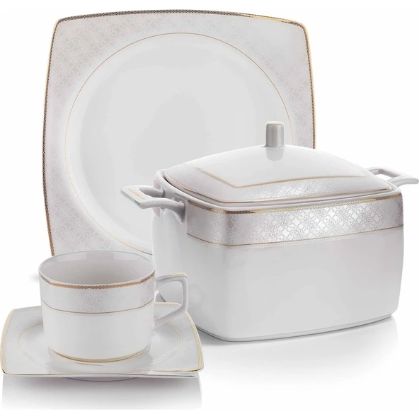 Schafer Kare Bone 85 Parça 12 Kişilik Yemek Takımı ürün görseli