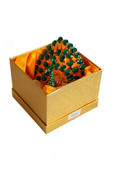 taru pasaj Kristal Taş İşlemeli Metal Tavus Kuşu Biblo – Dekoratif Şık Tasarım, 14x12 cm - Resim 7