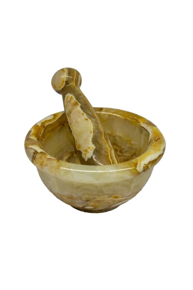 mutfak " Için Büyük Boy Doğal Oniks Taş Havan - Damarlı Akik Desenli, Şık Ve Dayanıklı" - Resim 2