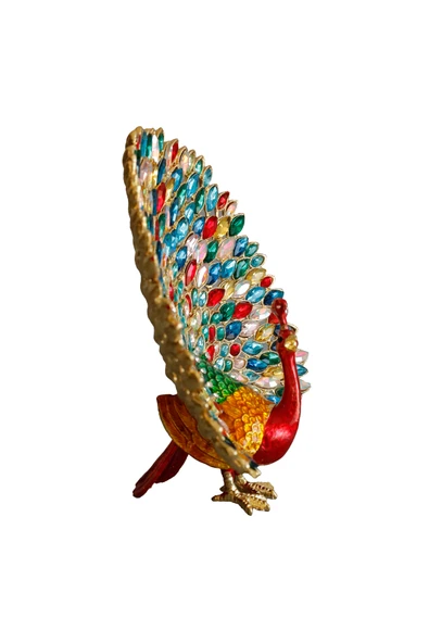 taru pasaj Lüks Kristal Taşlı Metal Tavus Kuşu - Renkli Dekoratif Aksesuar - Resim 2