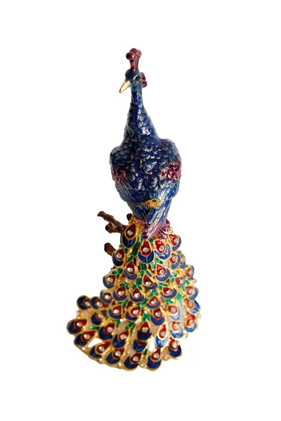 taru pasaj Kristal Taş İşlemeli Metal Tavus Kuşu Biblo – Ağaç Üzerinde Dekor – 18x9 cm - Resim 3