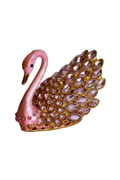 taru pasaj Kristal Taşlı Kuğu Biblo – Metal Dekoratif Figür, Hediyelik, Mavi | Pembe | Beyaz Renk Seçenekleri - Resim 2