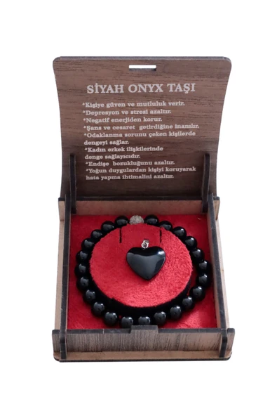 taru pasaj "Siyah Oniks Bileklik ve Kolye Seti – 8 mm Doğal Taş Şıklığı, Hediye Kutusunda"