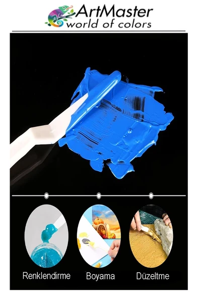 Plastik 17 Hazneli Resim Paleti Masaüstü 5 Li Plastik Spatula Ve Resim Fırçası 1 Paket Palet Bıçağı Seti Ressam Sanat - Resim 3