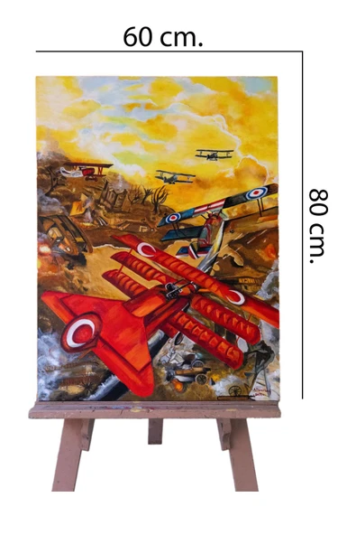 Home Planör Savaş Uçağı Yağlıboya Tablo - El Yapımı, Salon Ve Çocuk Odası Için Dekoratif Aksesuar" - Resim 2