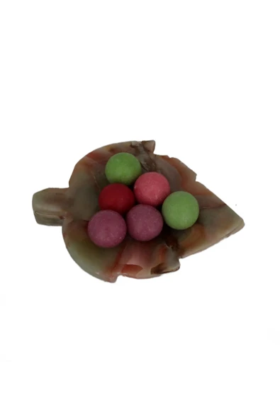 taru pasaj "Doğal Oniks Taşından Çınar Yaprağı Lokumluk - Şık Kahve Yanı Sunumu" - Resim 6