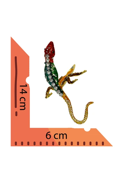 taru pasaj Kristal Taşlı Metal Kertenkele Figürü - 14 cm Parlak ve Şık Dekoratif Tasarım - 4