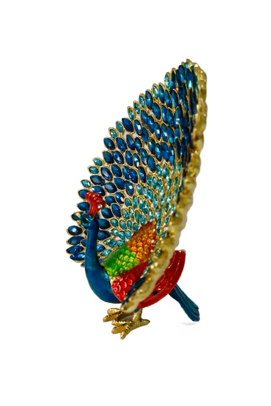 taru pasaj Kristal Taş Süslemeli Metal Tavus Kuşu Mücevher Kutusu – Şık ve Zarif Dekoratif Aksesuar - Resim 3