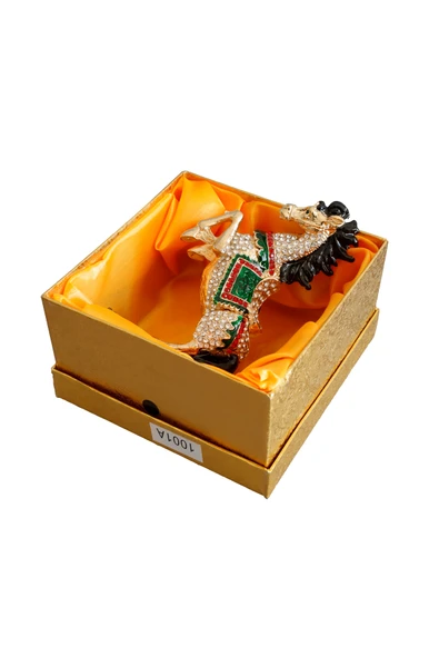 taru pasaj Kristal Taş İşlemeli Dekoratif At Figürlü Metal Mücevher Kutusu - Resim 6