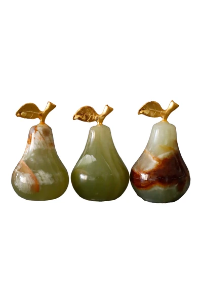 taru pasaj Doğal Oniks Taş Armut Seti – 1,5 inç Dekoratif El Yapımı Biblo - Resim 2