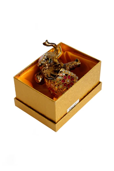 taru pasaj Kristal Taşlı Metal Fil Biblo – 12x7 cm – El Yapımı Dekoratif Süs Eşyası – Şans ve Bereket Sembolü - Resim 6