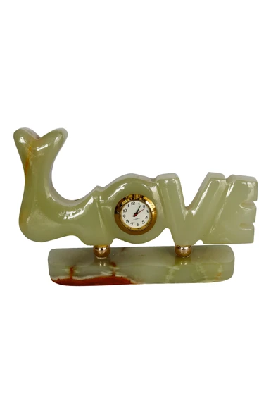 taru pasaj "Love Tasarımlı Oniks Doğal Taş Saat - Özel Günler İçin Şık ve Anlamlı Dekoratif Saat" - Resim 3