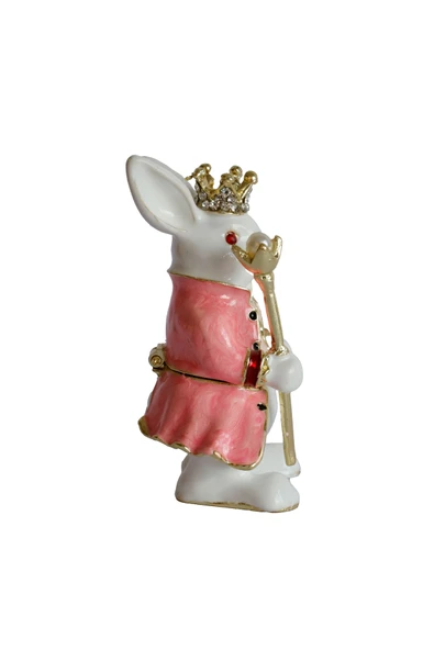 taru pasaj Dekoratif Kral Tavşan Biblo, Kristal Taşlı Metal, 7 cm, 4.5 cm, Hediye Kutulu - 2