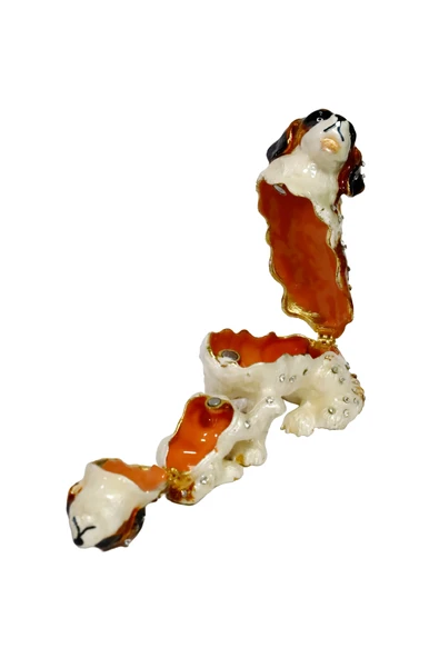 taru pasaj Kristal Taş Süslemeli Metal Anne ve Yavru Köpek Biblosu – Şık Dekoratif Aksesuar - Resim 3