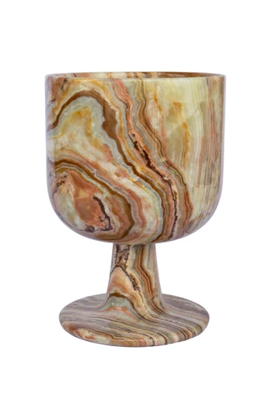 hediye Doğal Oniks Taşından El Yapımı Papaz Kadehi - 15 Cm Dekoratif