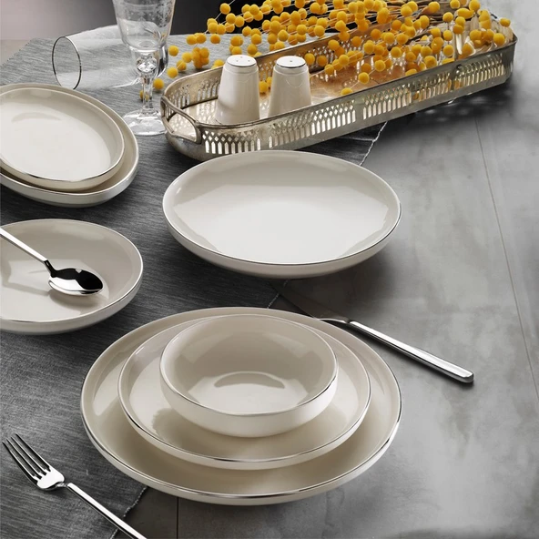 Aryıldız Acoustic Silver 6 Kişilik 30 Parça Çok Renkli Porselen Yemek Takımı ürün görseli