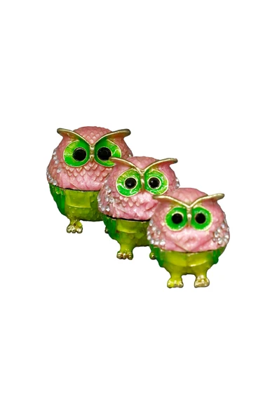 taru pasaj Farklı Boylarda 3'lü Kristal Taş İşlemeli Metal Baykuş Biblo Seti – Dekoratif Aksesuar - Resim 3