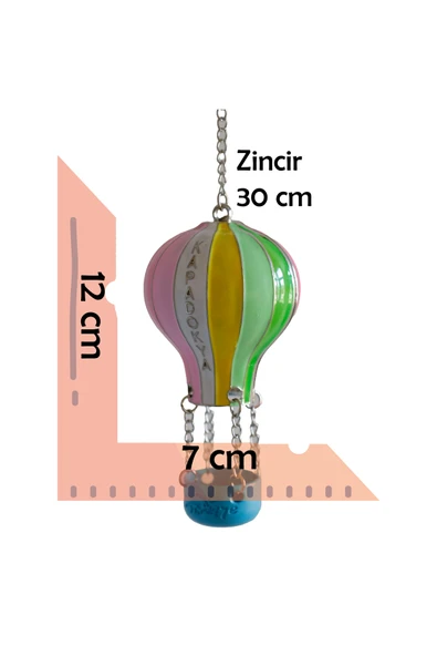 taru pasaj Renkli El Yapımı Metal Balon Biblo – Cappadocia Temalı Dekoratif Obje - Orta Boy - Resim 3