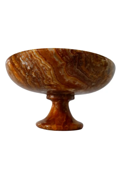 taru pasaj El Yapımı Doğal Taş Ayaklı Çanak - 15 cm Dekoratif ve Şık Tasarım - Resim 2