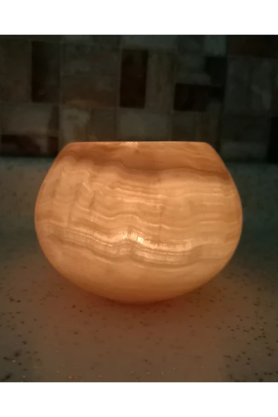 taru pasaj El Yapımı Doğal Oniks Taş Hacıyatmaz Mumluk – Zarif ve Dayanıklı - 6