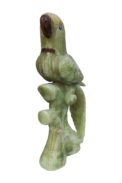 taru pasaj Doğal Oniks Taşından Papağan Heykeli - Evinize Doğal Bir Dokunu - Resim 2