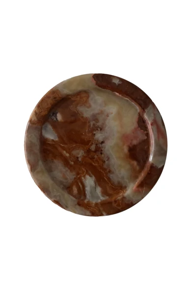 taru pasaj "El Yapımı Doğal Oniks Taşı Düz Tabak - 15 cm Şık Dekoratif Parça" ürün görseli