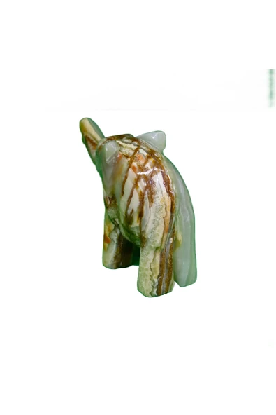 taru pasaj Doğal Oniks Taş El Yapımı Fil Figürü – Bereket Ve Şans Getiren Dekoratif Obje - 4 Inç Boyutunda - Resim 2