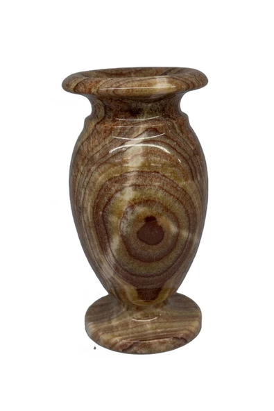 Oniks Doğal Taş; 20 Cm. Küp, Vazo, -damarlı Akik, Dekoratif Vazo, Hediyelik