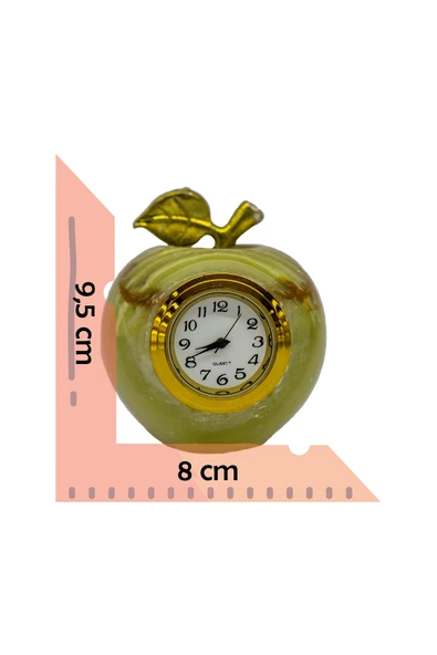 taru pasaj "Doğal Oniks Taş Elma Şeklinde Masa Saati - Dekoratif ve Şık Hediyelik" ürün görseli