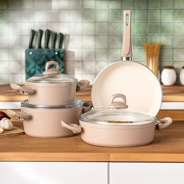 Emsan Crystal 7 Parça Tencere Seti Rosegold ürün görseli