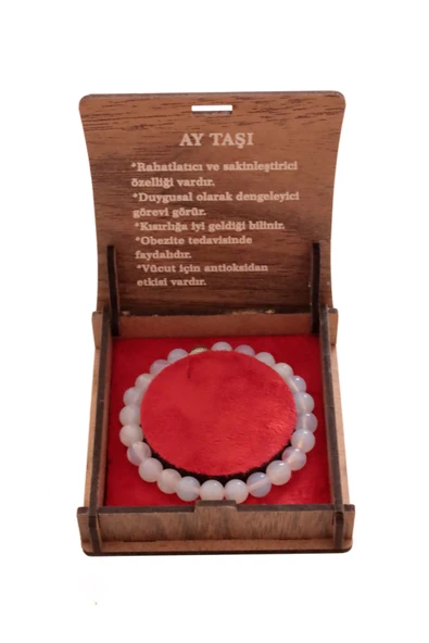 taru pasaj Hediye Kutulu Doğal Ay Taşı Bileklik – Duygusal Denge ve Rahatlık