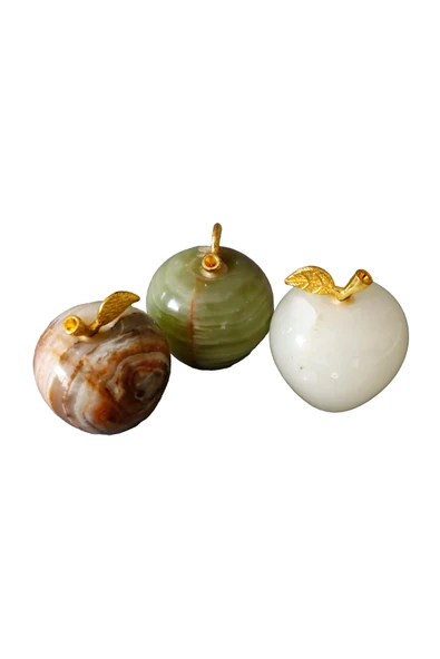 taru pasaj El Yapımı 3’lü Oniks Elma Figür Seti – Şık ve Doğal Dekorasyon Ürünü - Resim 2