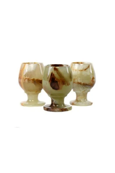 Oniks 3"lü Kadeh Takımı - Oniks Doğal Taştan Kadeh Takımı ürün görseli
