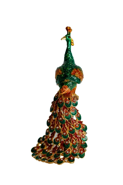 taru pasaj Kristal Taş İşlemeli Metal Tavus Kuşu Biblo – Ağaç Üzerinde Dekor – 18x9 cm - Resim 3