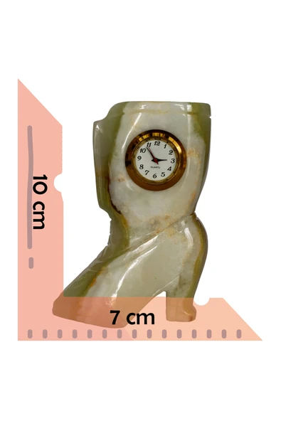 taru pasaj "Oniks Doğal Taş Masa Saati - Dekoratif ve Şık Çizme Tasarım Saat" - Resim 3