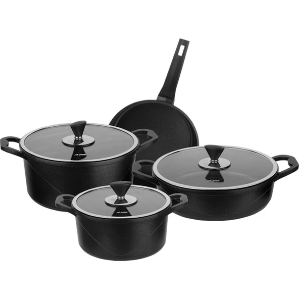 Aryıldız Parma Cast Alu Tencere Set Black 7 Parça ürün görseli