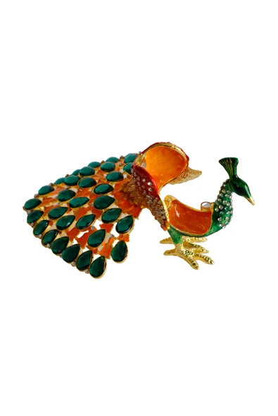 taru pasaj Kristal Taş İşlemeli Metal Tavus Kuşu Biblo – Dekoratif Şık Tasarım, 14x12 cm - Resim 4