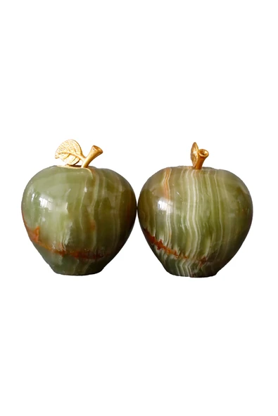 taru pasaj Doğal Oniks Taş Elma Biblo | Dekoratif Masa Üstü ve Ofis Aksesuarı | 5,5 x 5 cm ürün görseli