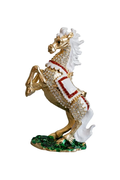 taru pasaj Kristal Taş İşlemeli Dekoratif At Figürlü Metal Mücevher Kutusu ürün görseli