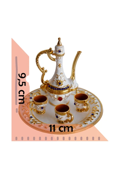 taru pasaj Renkli Metal Biblolar - Renk Seçenekli Dekoratif Mini Çay Takımı - 5