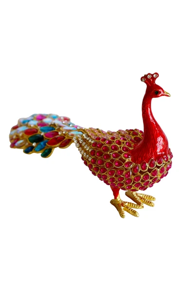 taru pasaj Kristal Taşlı Tavus Kuşu Biblo ve Mücevher Kutusu – 12x22x9 cm, Hediyelik Dekoratif Figür - Resim 4