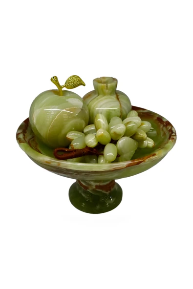 taru pasaj El İşçiliği Oniks Taşı Çanak ve Meyve Seti - Şık Feng Shui Dekoru ürün görseli