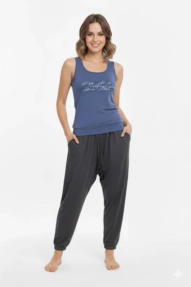 Şahinler Bayan Yazlık Poly Şalvarlı Pijama 21519 - Resim 3