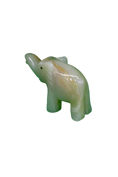 taru pasaj Doğal Oniks Taş El Yapımı Fil Figürü – Bereket ve Şans Getiren Dekoratif Obje - Resim 3