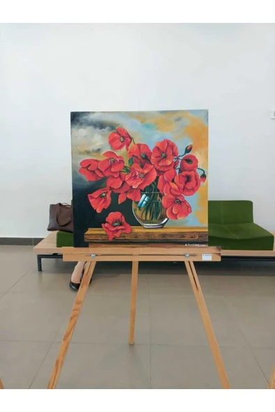 Home "el Yapımı Gelincik Yağlıboya Tablo - Özgün Sanat Eseri, Dekoratif Duvar Tablosu" ürün görseli