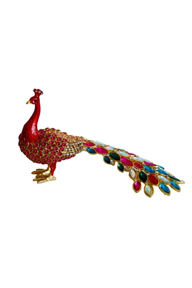 taru pasaj Kristal Taşlı Tavus Kuşu Biblo ve Mücevher Kutusu – 12x22x9 cm, Hediyelik Dekoratif Figür - Resim 2