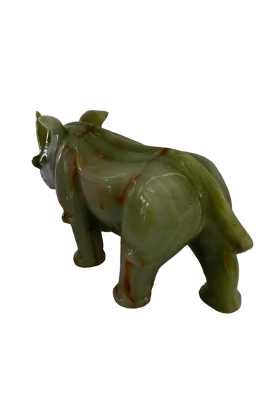 taru pasaj El Yapımı Doğal Yeşil Oniks Taşı Gergedan Biblosu - 30 cm Dekoratif Ev Aksesuarı - Resim 4